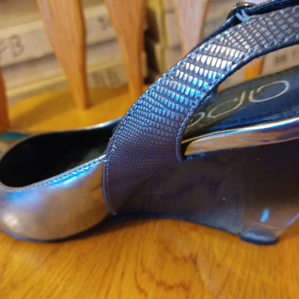 Apepazza silver/pewter open toed wedges - Picture 6 of 11
